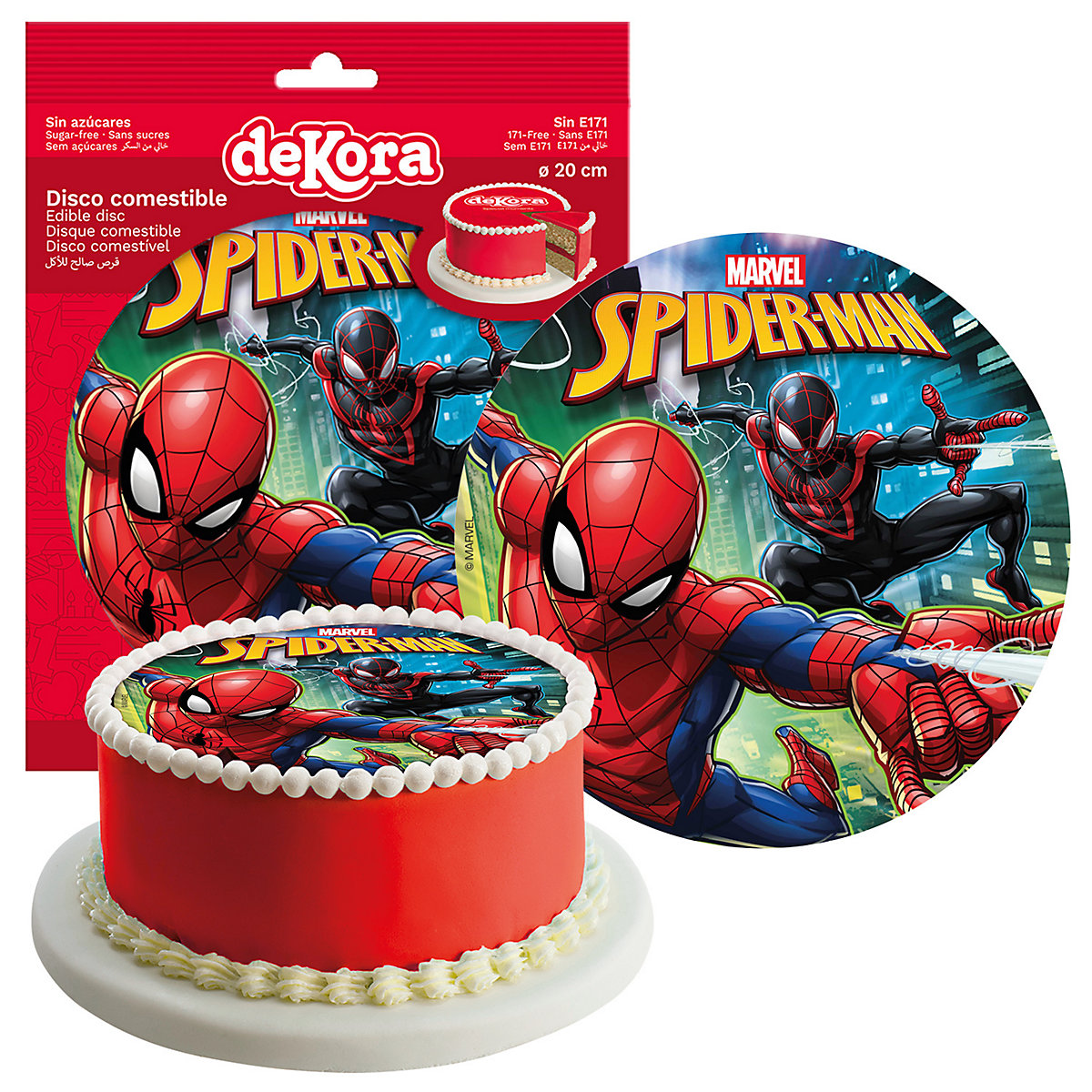 2er Set Spiderman Essbarer Tortenaufleger + Mini-Törtchenaufleger