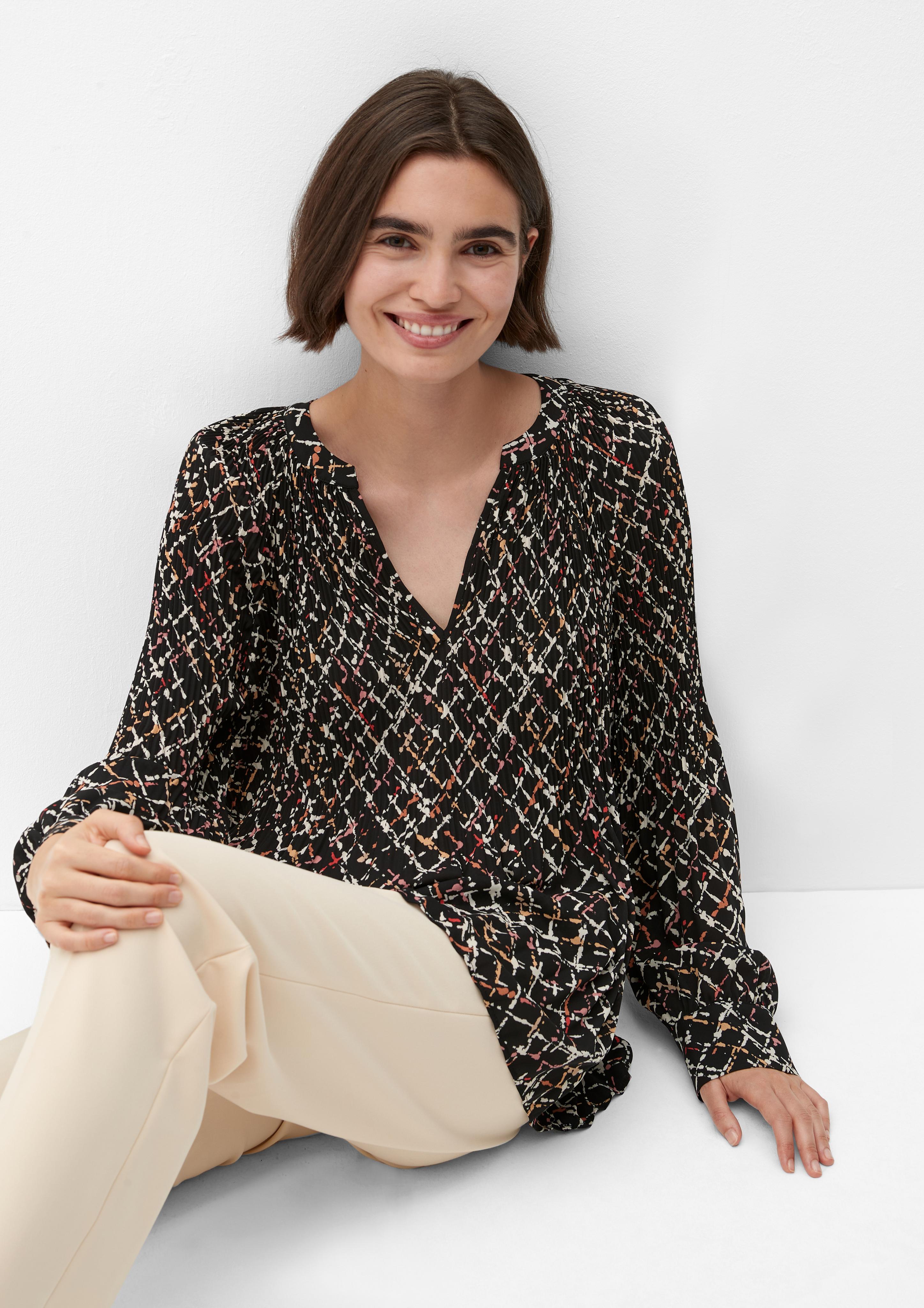 Plissée-Bluse mit Print  2121787-99A3