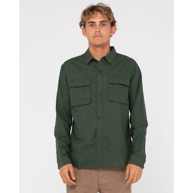 RUSTY LINEN WORKWEAR LONG SLEEVE SHIRT Langarmhemd Herren