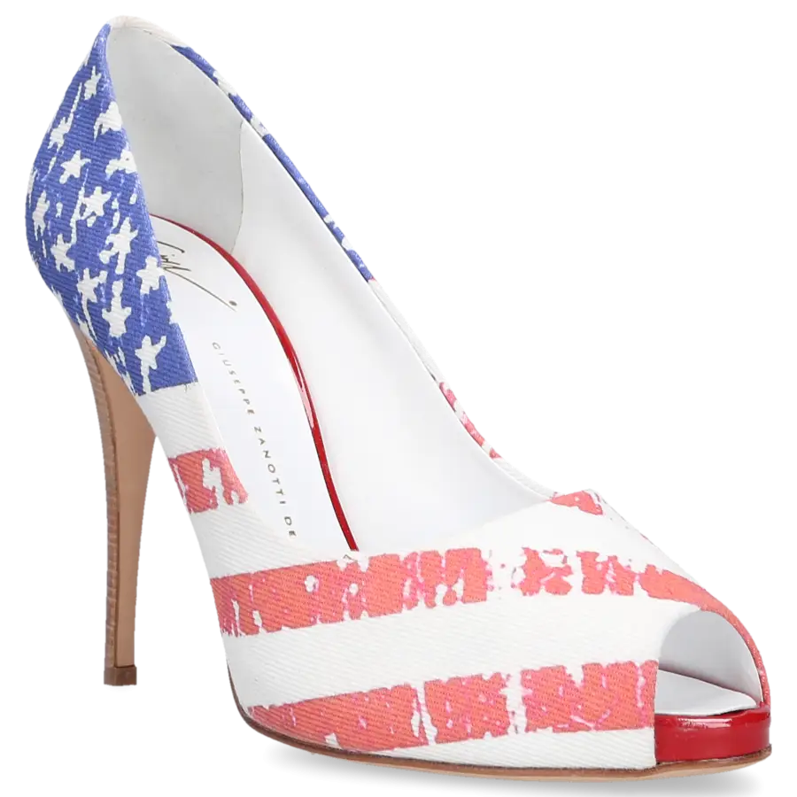 Giuseppe Zanotti - Peeptoes weiß-kombi blau rot - bunt