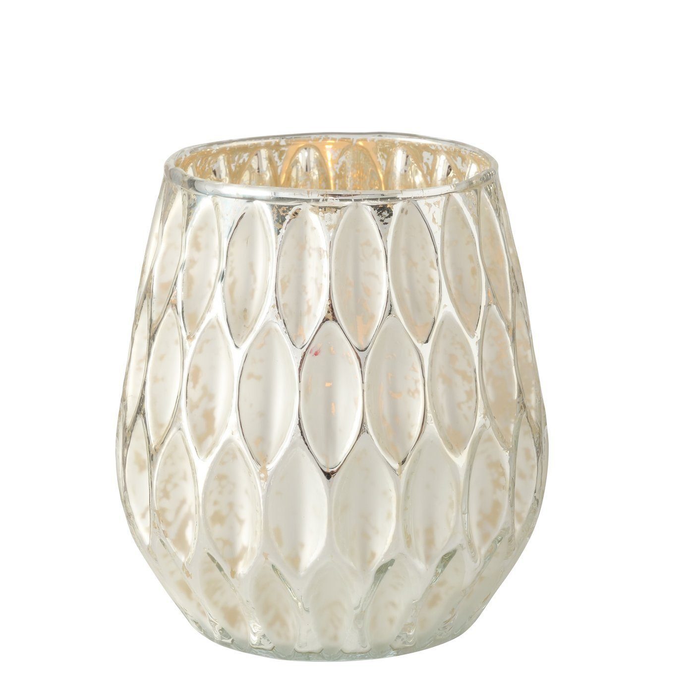 BOLTZE Windlicht, Glas, Mercury Glas geprägt