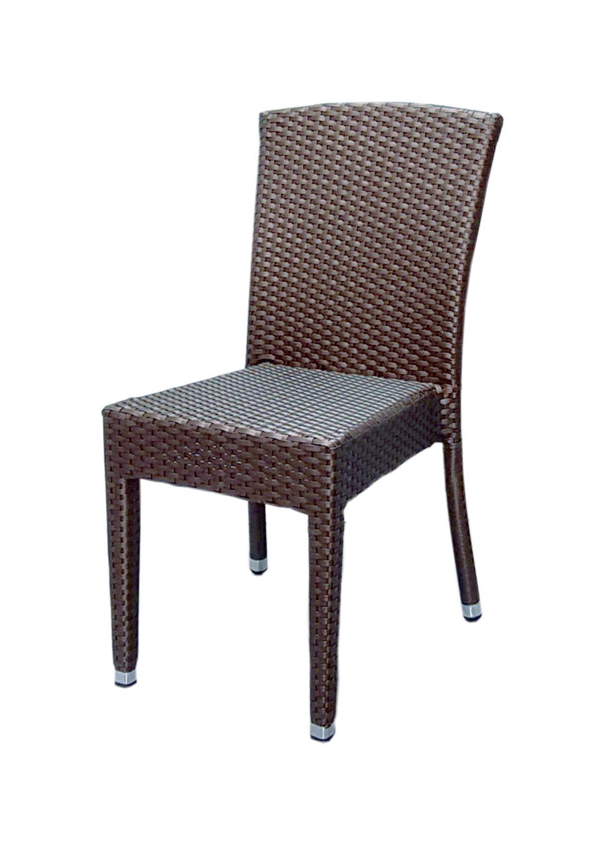 Konway Stapelstuhl MAUI (4 St), 4x KONWAY® MAUI Stapelstuhl Mokka Polyrattan Sessel stapelbar
