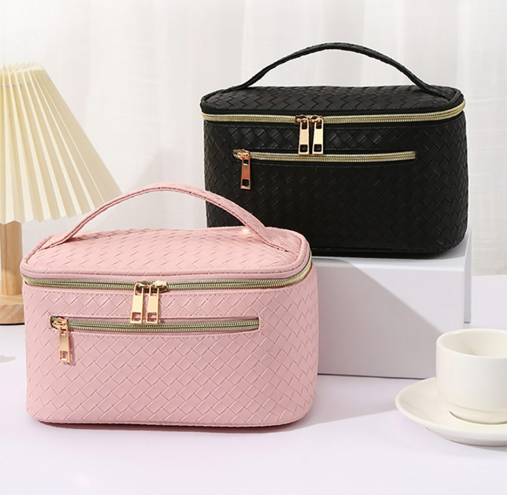 Deliana.makeup Kosmetiktasche Geflochtene Kosmetiktasche mit großem Fassungsvermögen, Erstklassiges Gefühl, moderne Schlichtheit