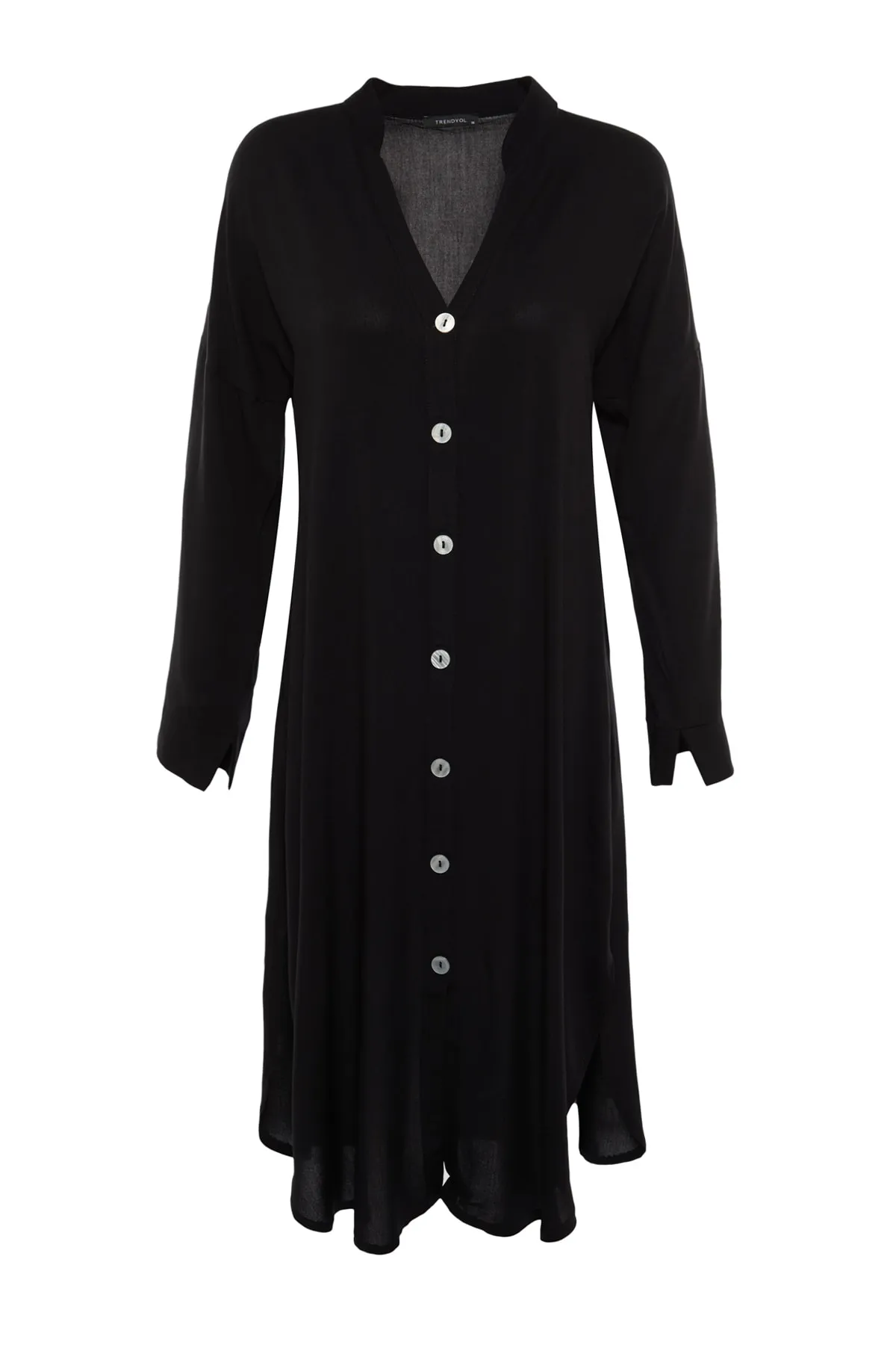 Trendyol Collection  Schwarzes Midi-Strandkleid mit gewebtem Schlitz TBESS21EL3318