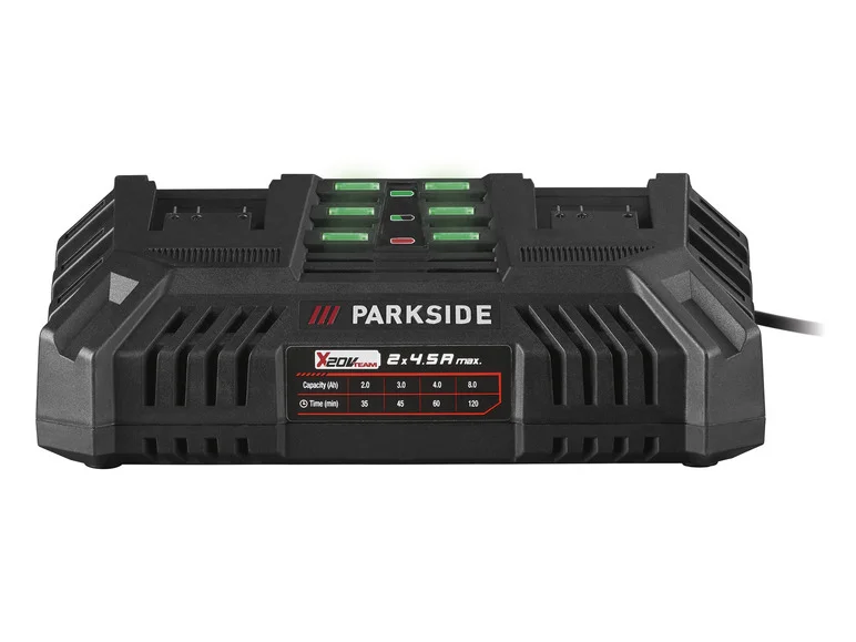 Carregador de bateria dupla PARKSIDE® PDSLG 20 B1, 2 x 4,5 A, 20 V