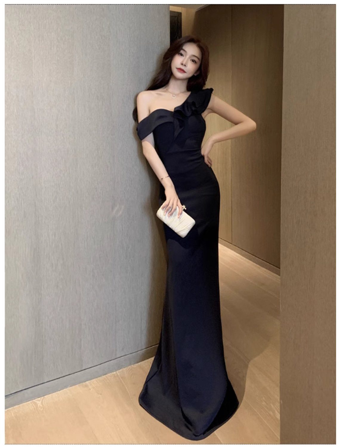 aikidio Stillkleid Unregelmäßiges, schmales One-Shoulder-Abendkleid