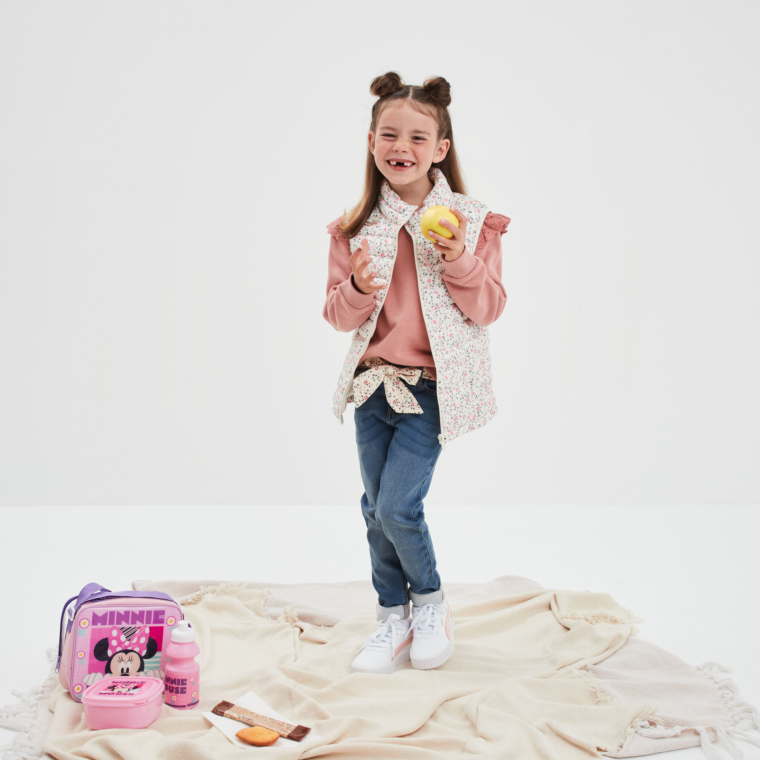 Sweat à volants broderie anglaise Creeks rose fille | La Halle