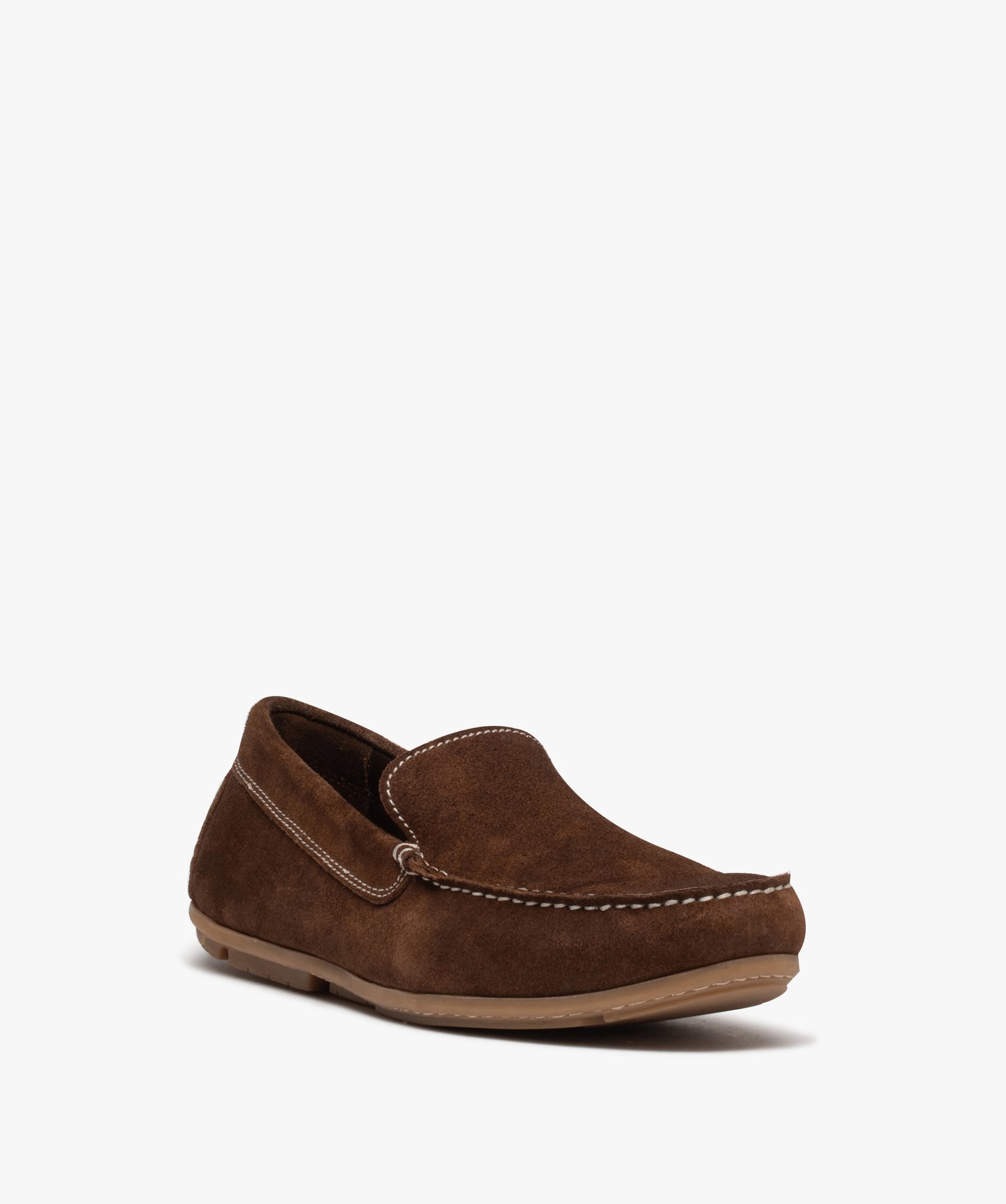 Mocassins homme unis en cuir velours marron | GEMO