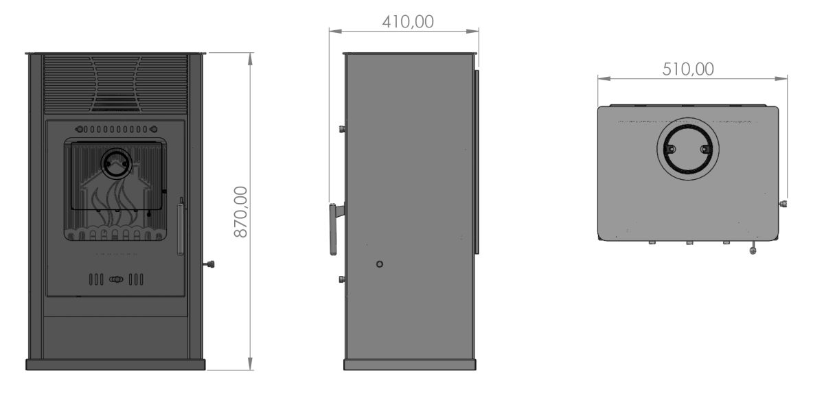 Moeby24 Kaminofen Celine Anthrazit 150mm Rauchrohr 7,78 KW BimSchV 1-2 EEK A