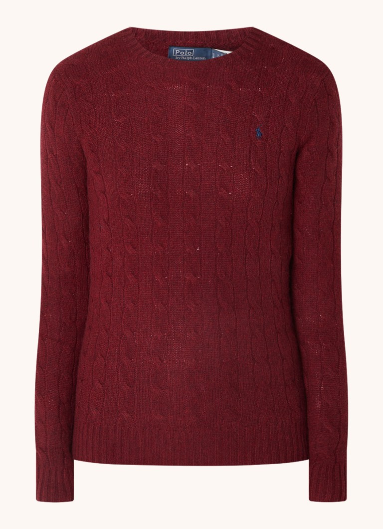 Ralph Lauren Julianna cable-knit pullover in cashmere blend with logo embroidery