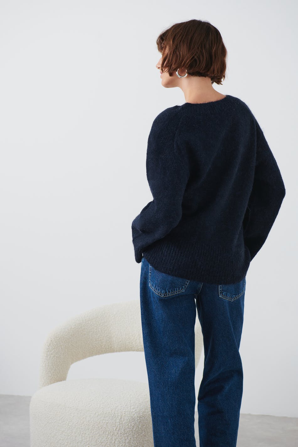 V-neck knitted sweater