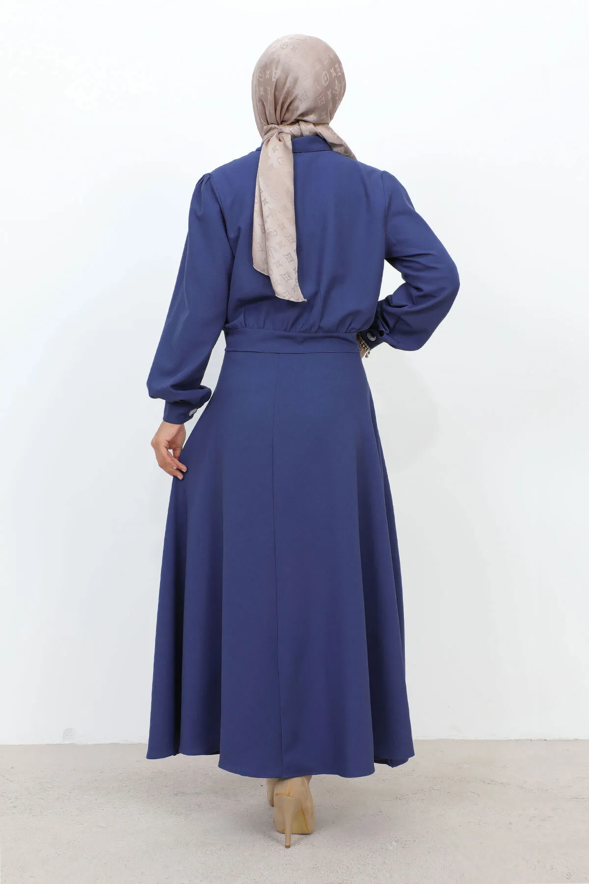 Tesettür Dünyası  Anzug mit geraffter Taille und Taschenrock TSD231201 Indigo