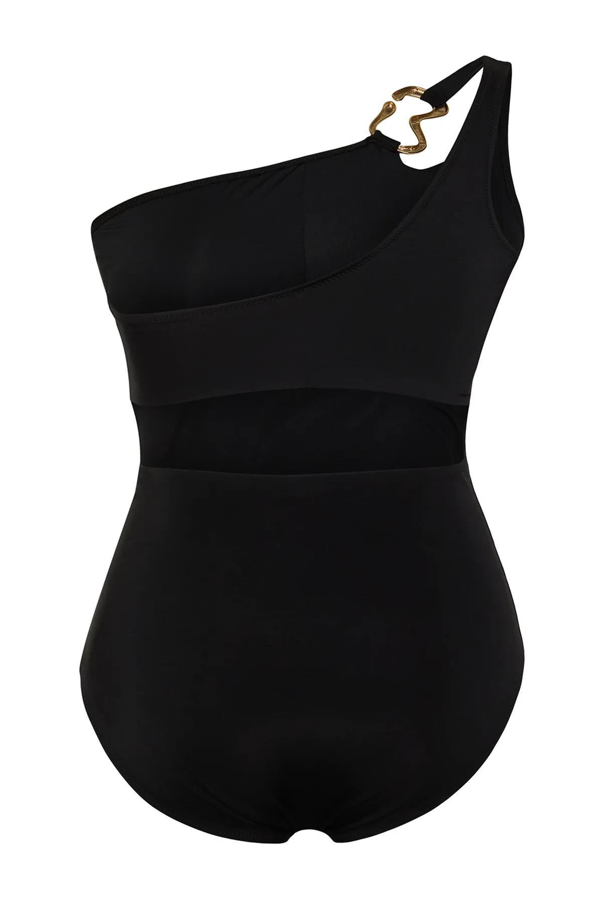 Trendyol Curve  Schwarzer Badeanzug mit einer Schulter TBBSS24AM00009