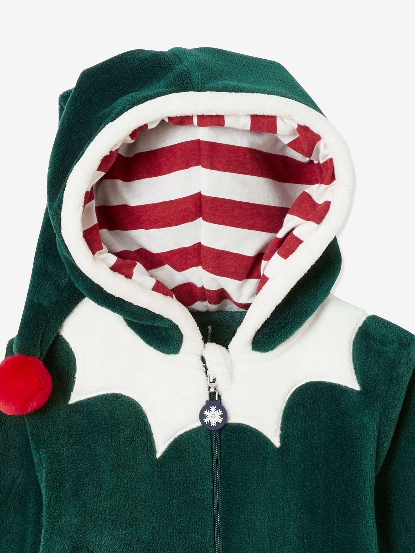 Vertbaudet Jungen Plüsch-Overall, Onesie WICHTEL - grün