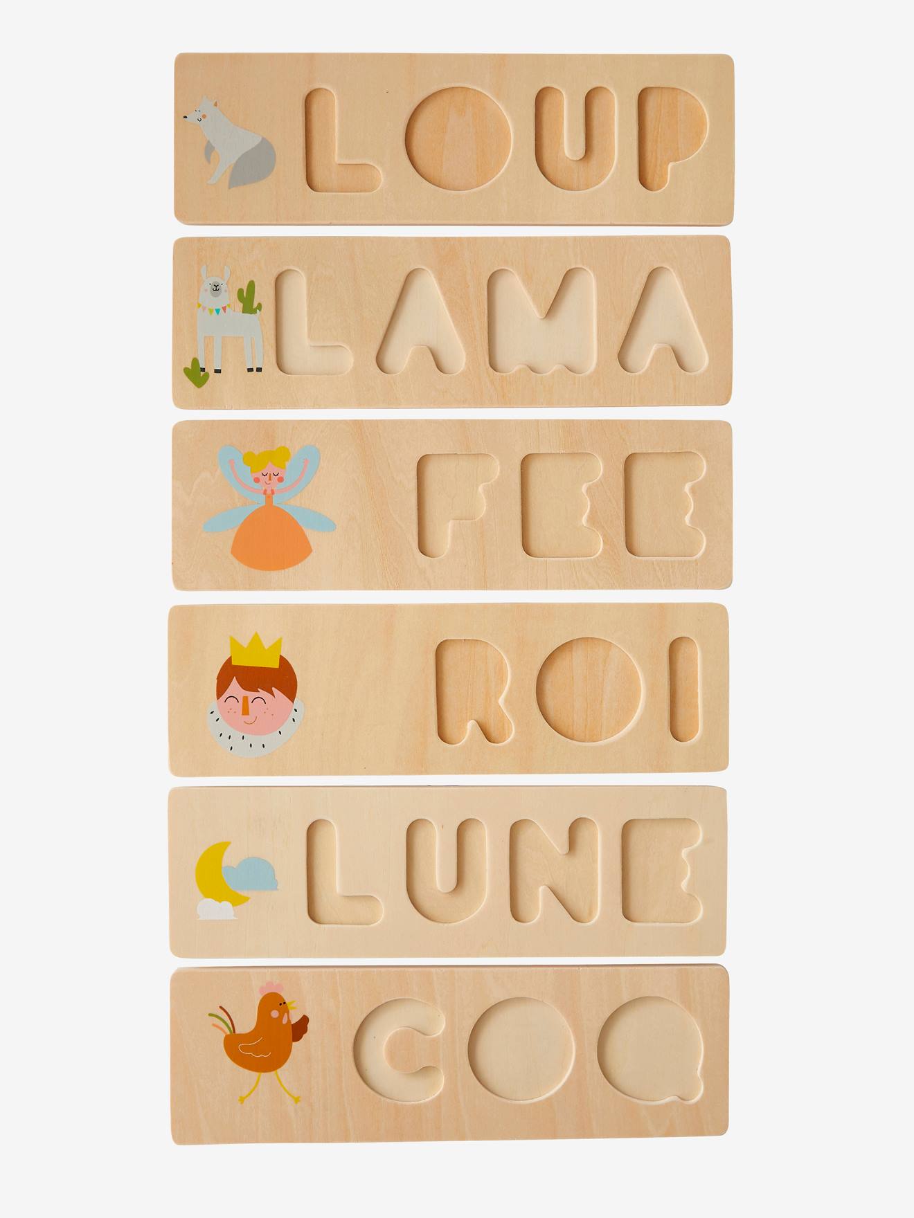 Vertbaudet Kinder Puzzle ERSTE WÖRTER, Holz FSC - mehrfarbig