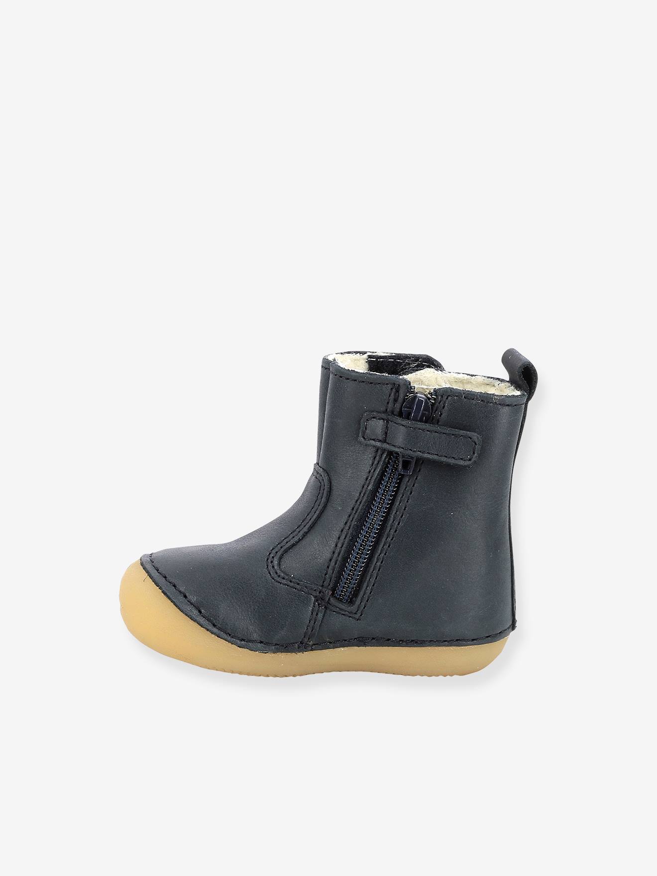 Boots fourrées cuir bébé garçon Socool Cho KICKERS® 1ers pas camel