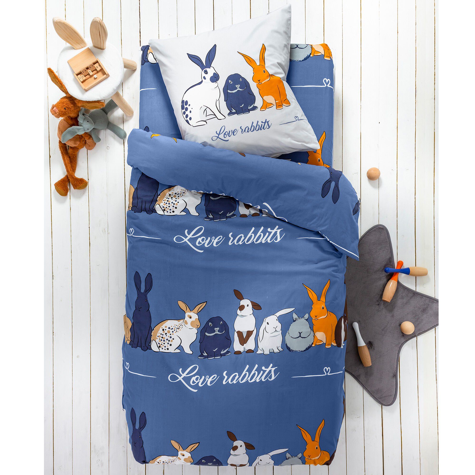 Linge de lit enfant Rabbit imprimé animaux 1 personne