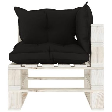 vidaXL Loungesofa Garten-Paletten-Ecksofa mit Kissen in Schwarz Holz, 1 Teile