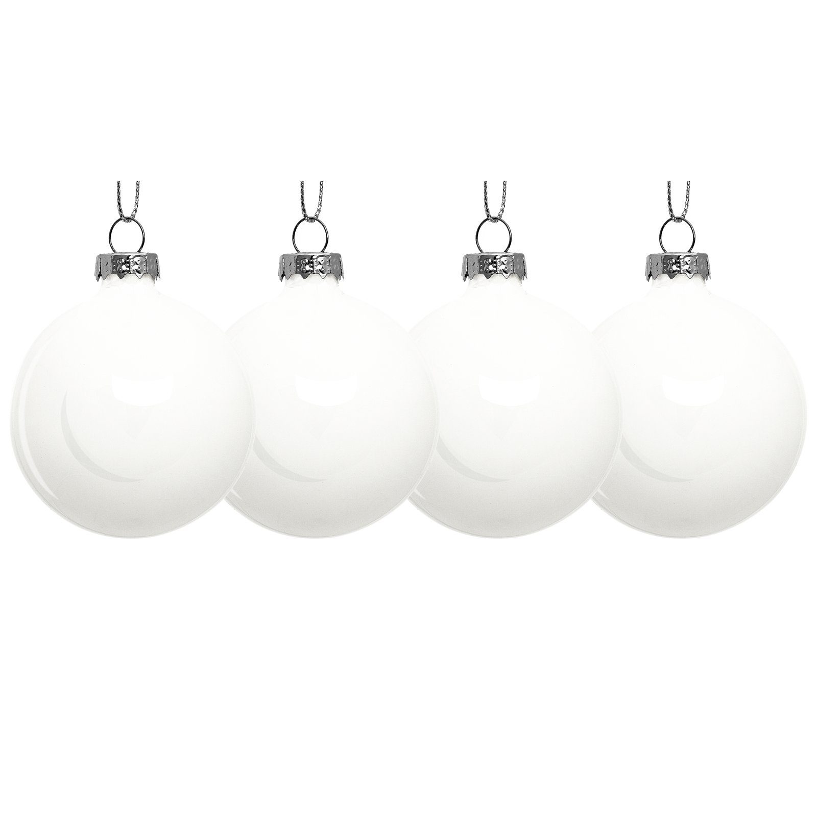 SIKORA Christbaumschmuck Essentials 4er-Set traditionelle Christbaumkugeln aus Glas - hochglanz - 6 Farben 3 Größen