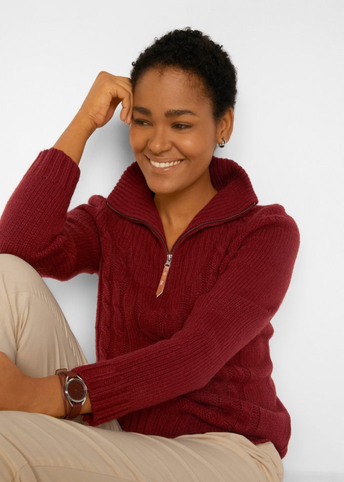 Troyer Pullover mit Zopfmuster