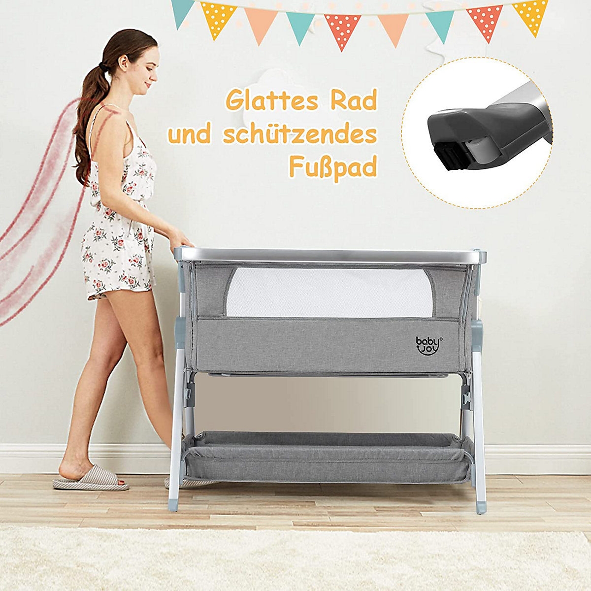 3 in 1 Beistellbett & Reisebett höhenverstellbar mit Matratze