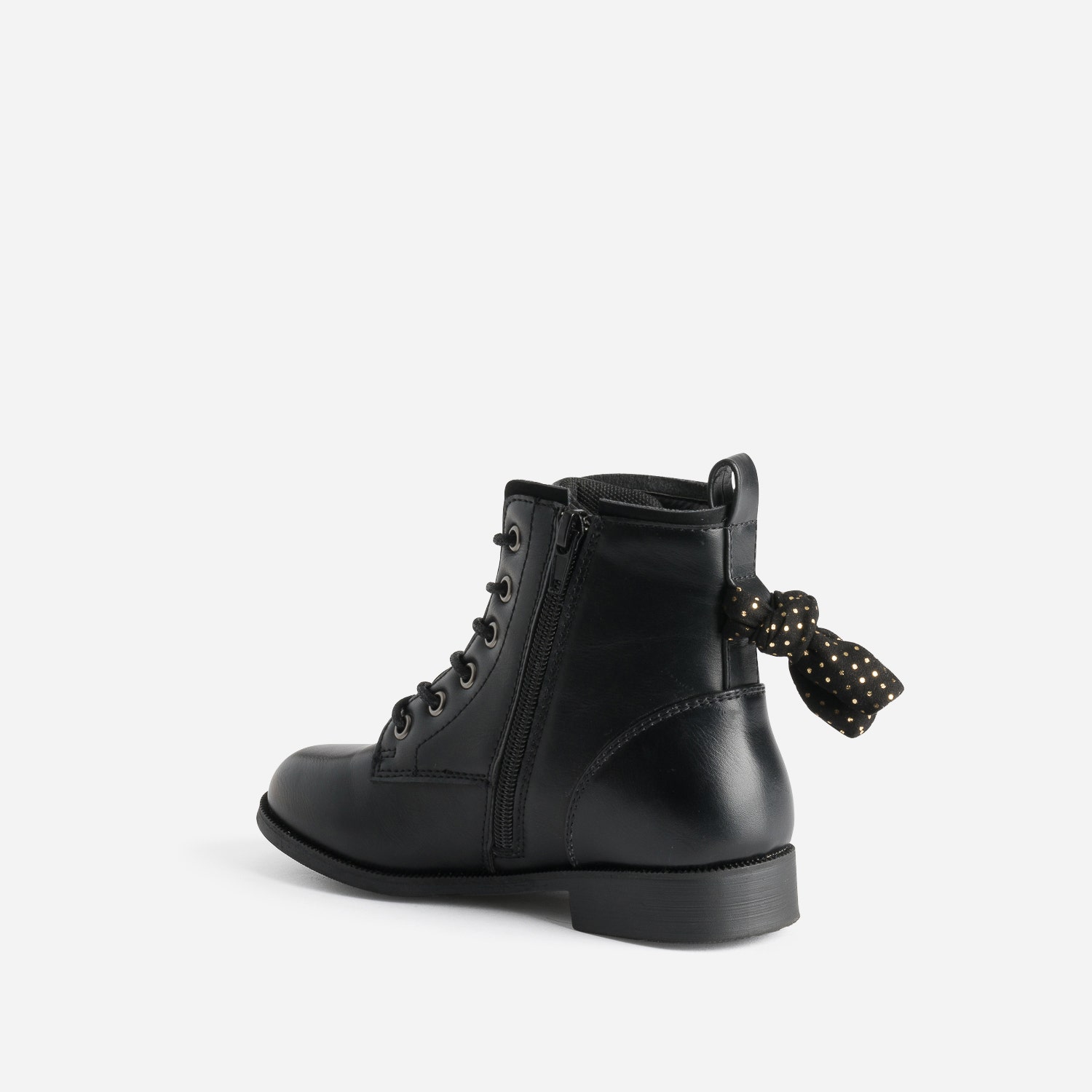 Boots à lacet BUGGY noir avec nœud-pois