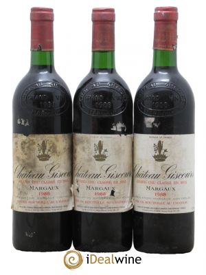 Château Giscours 3ème Grand Cru Classé  1988 - Lot de 3 Bouteilles