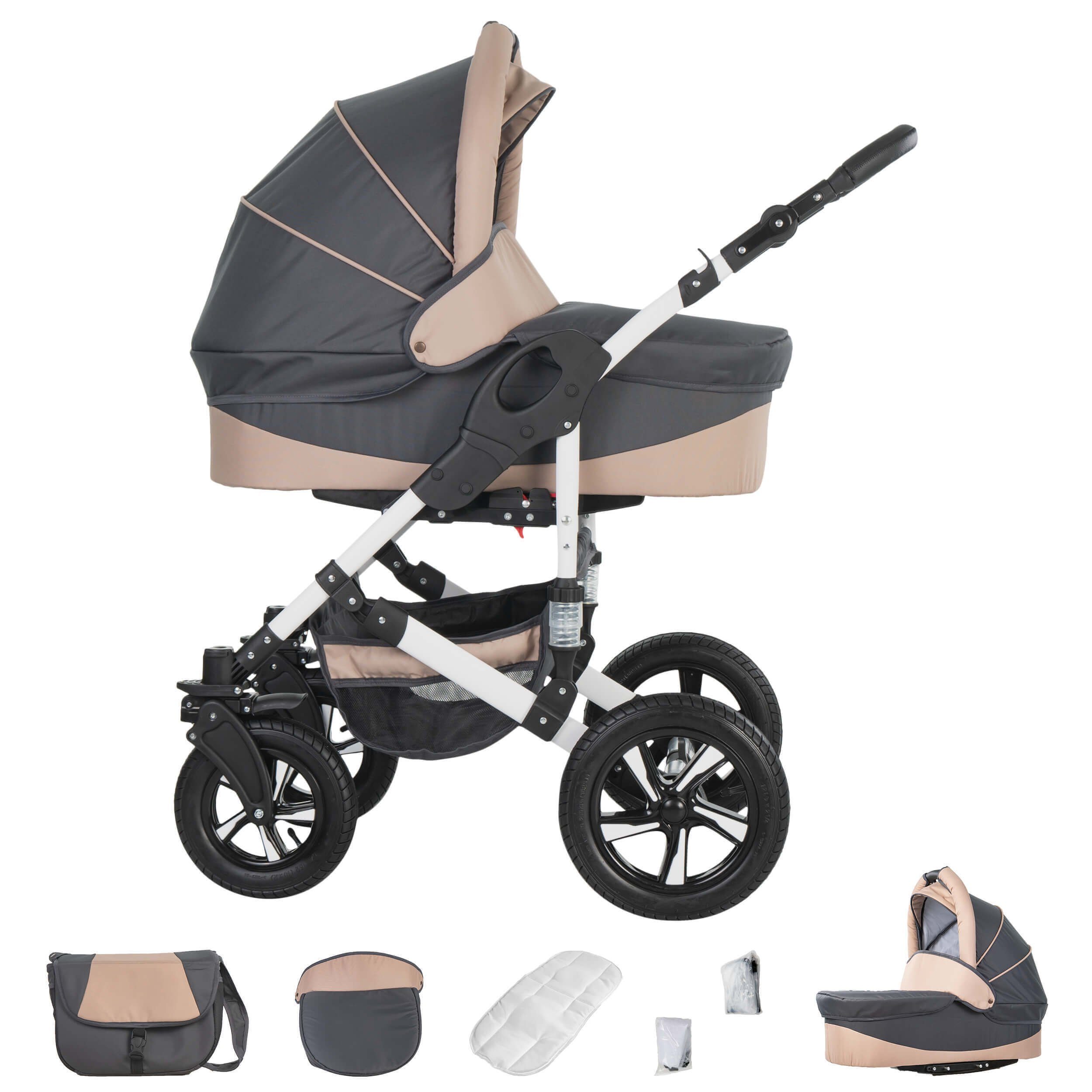 Friedrich Hugo baby's moving art Kombi-Kinderwagen Hamburg, 3 in 1, Hartgummireifen