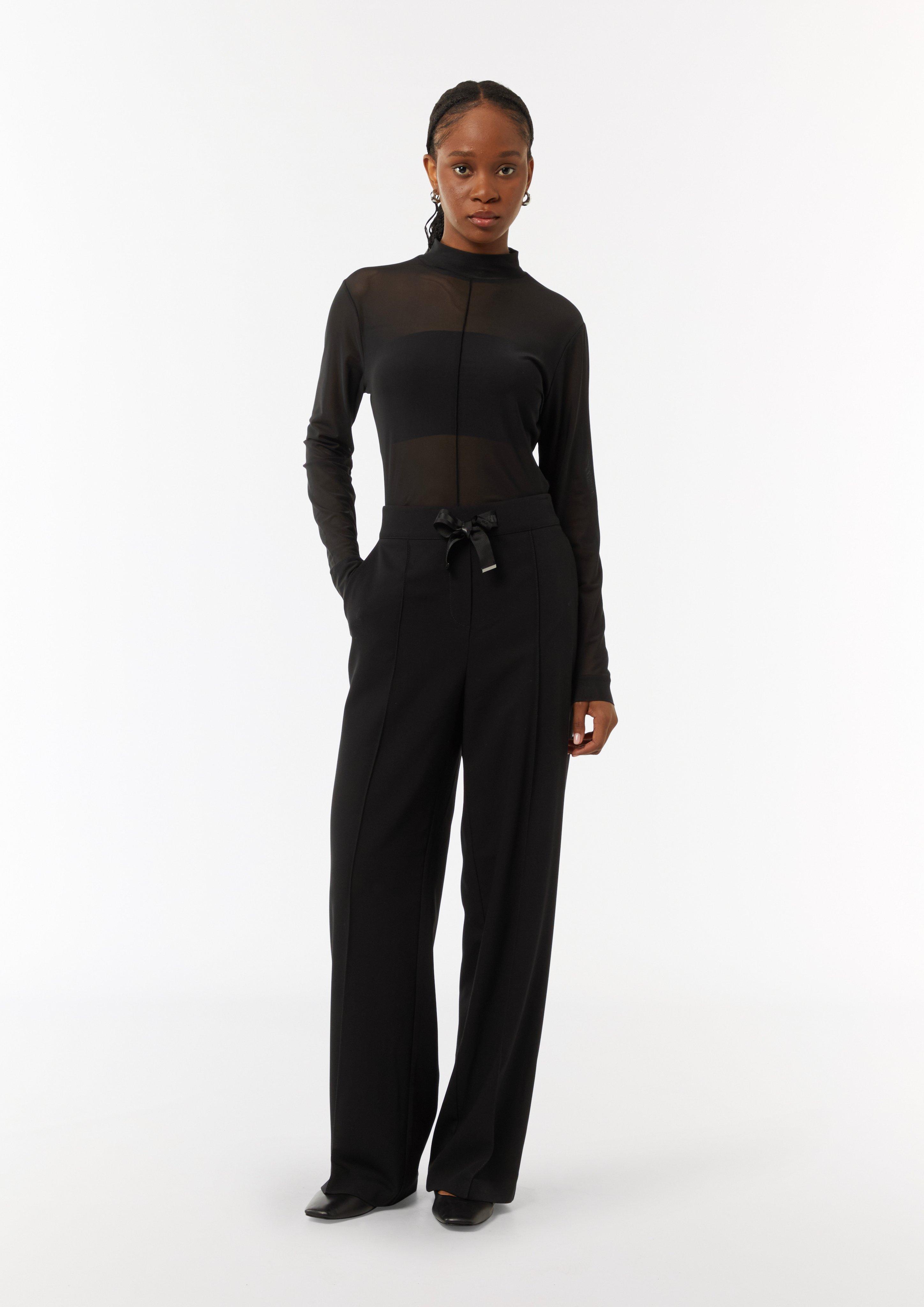 Elegante Stoffhose mit Bindeband - schwarz