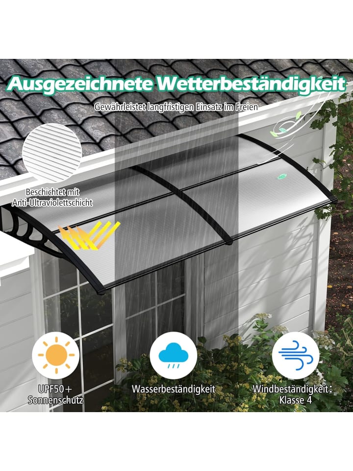 COSTWAY Vordach für Haustür 199x99cm in Grau günstig kaufen onesize