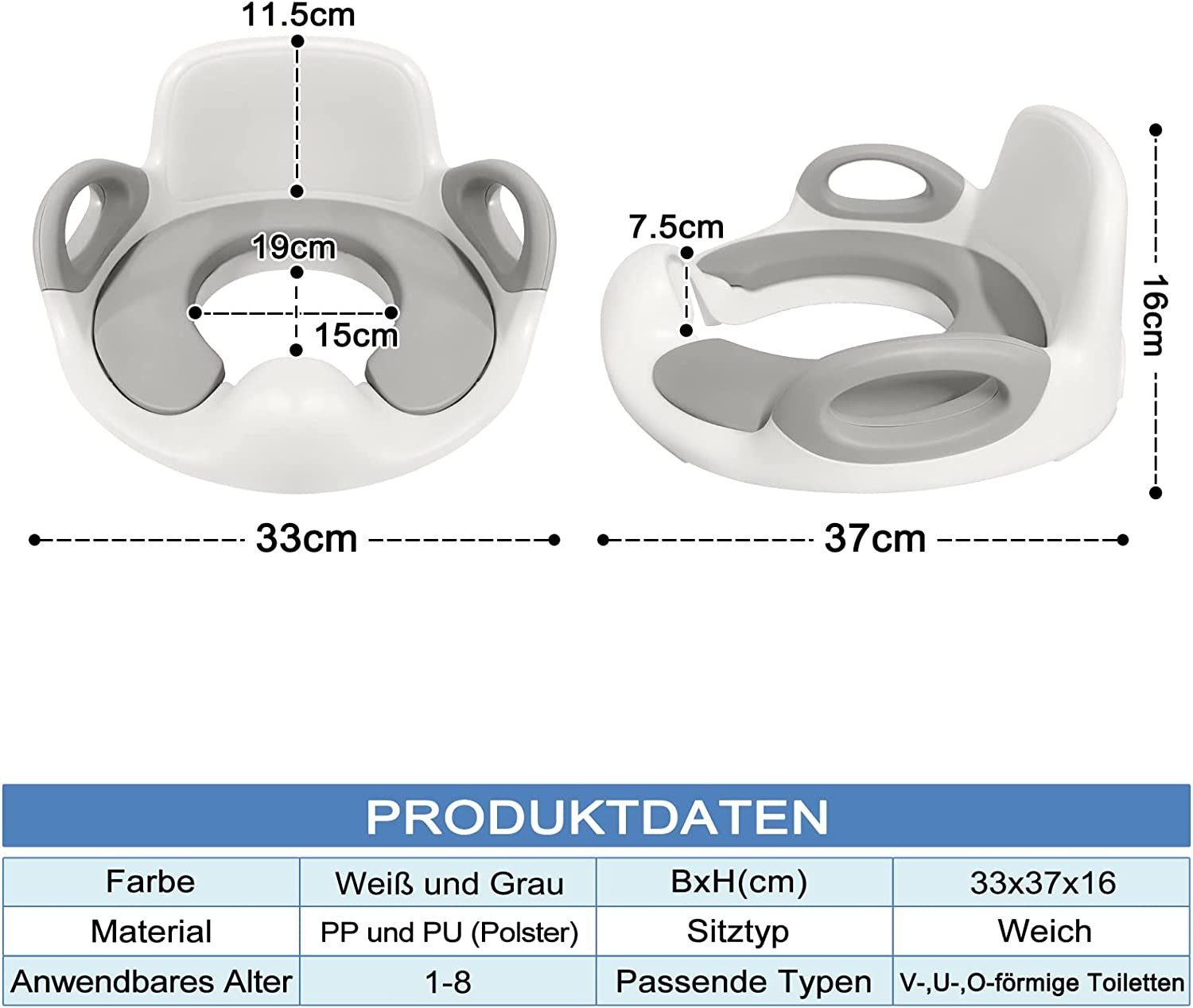 AUFUN Baby-Toilettensitz Kinder WC Sitz kinder Toilettentrainer Töpfchen, 3 Farben