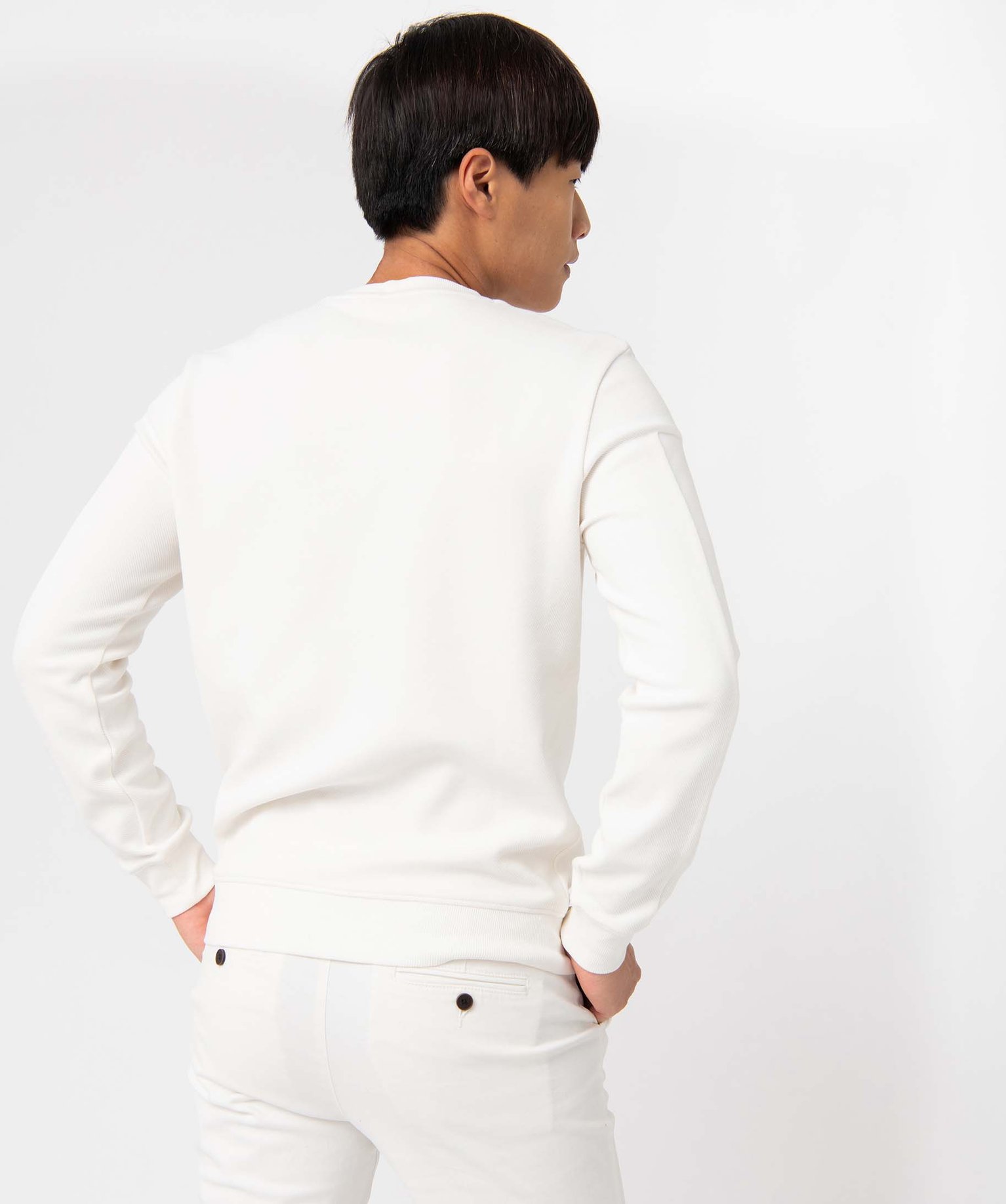 Sweat homme à col rond avec poche poitrine blanc | GEMO