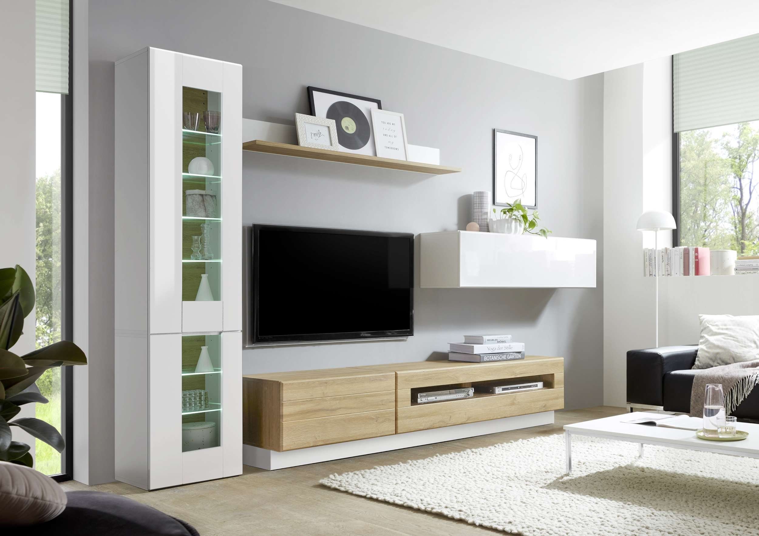 Stylefy Wohnwand Keymen, (Set (6-St), Wohnzimmer-Set), 6-teilig, mit Push-to-Open, MDF, Hochglanzfronten, Modern Design