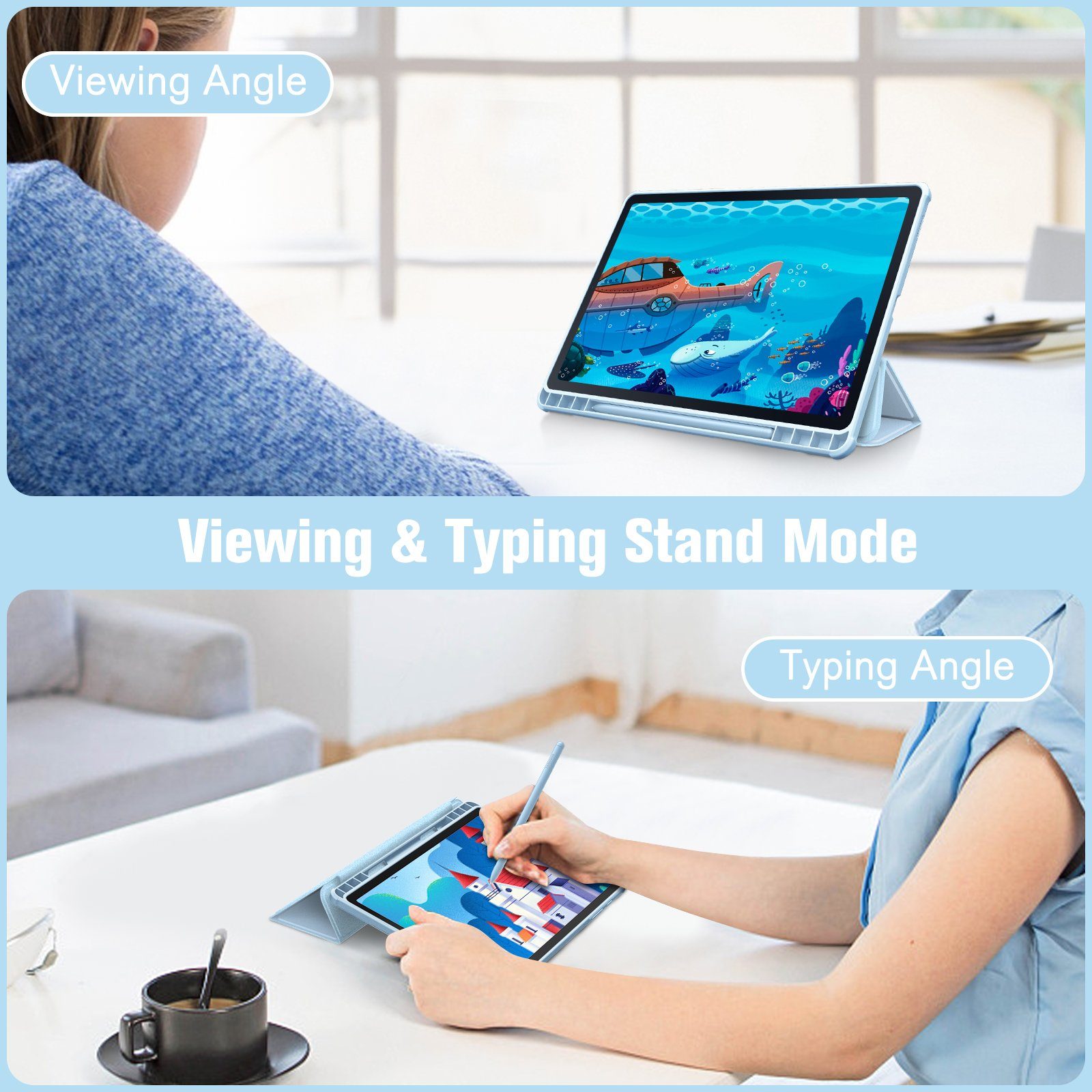 Fintie Tablet-Hülle Hybrid Hülle für Samsung Galaxy Tab S6 Lite 10.4 2022/2020 SM-P610/P613/P615/P619 - Stoßfeste Abdeckung mit Transparent Hartschalen Schutzhülle und Stifthalterung