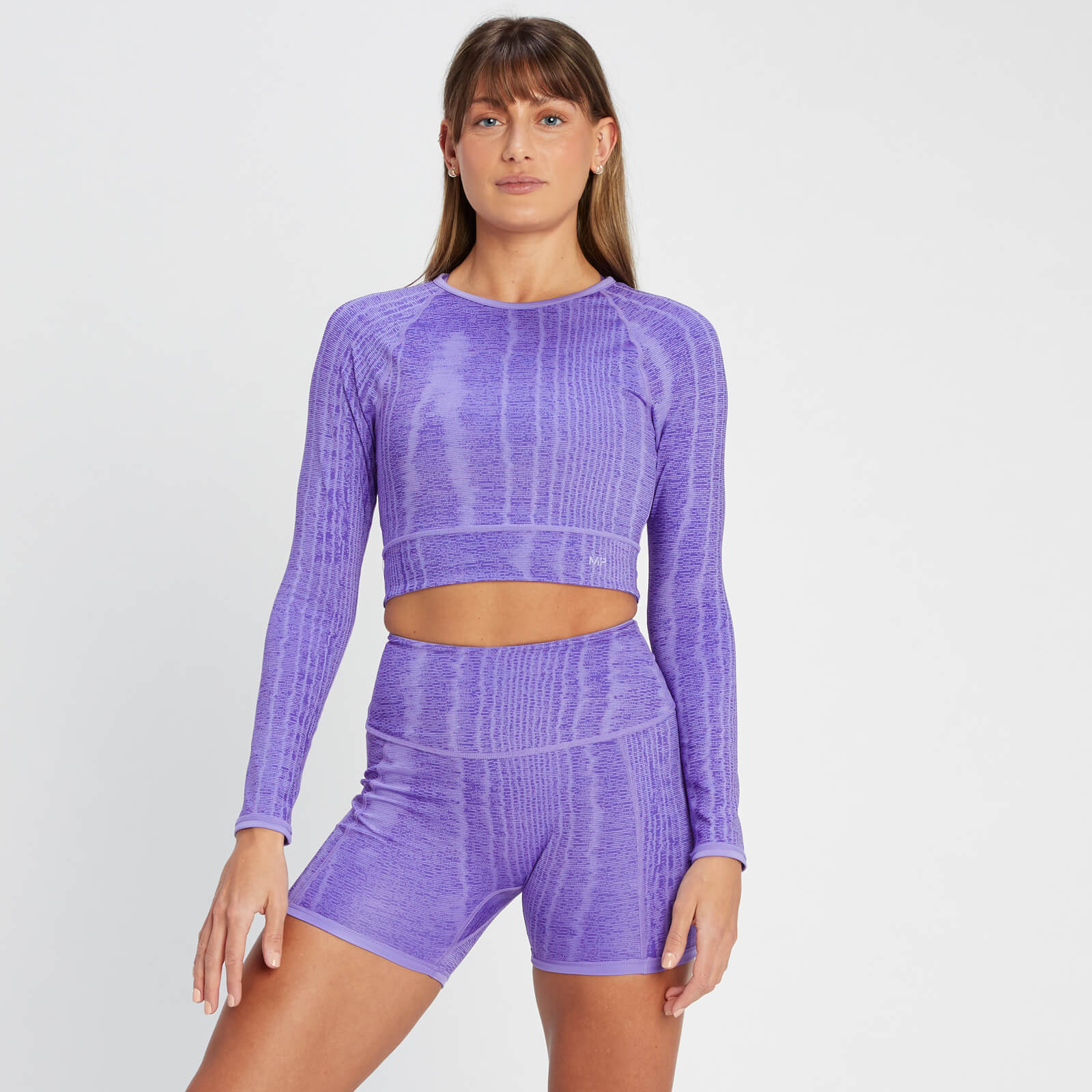 Crop top réversible à manches longues MP Tempo pour femmes – Violet paisley