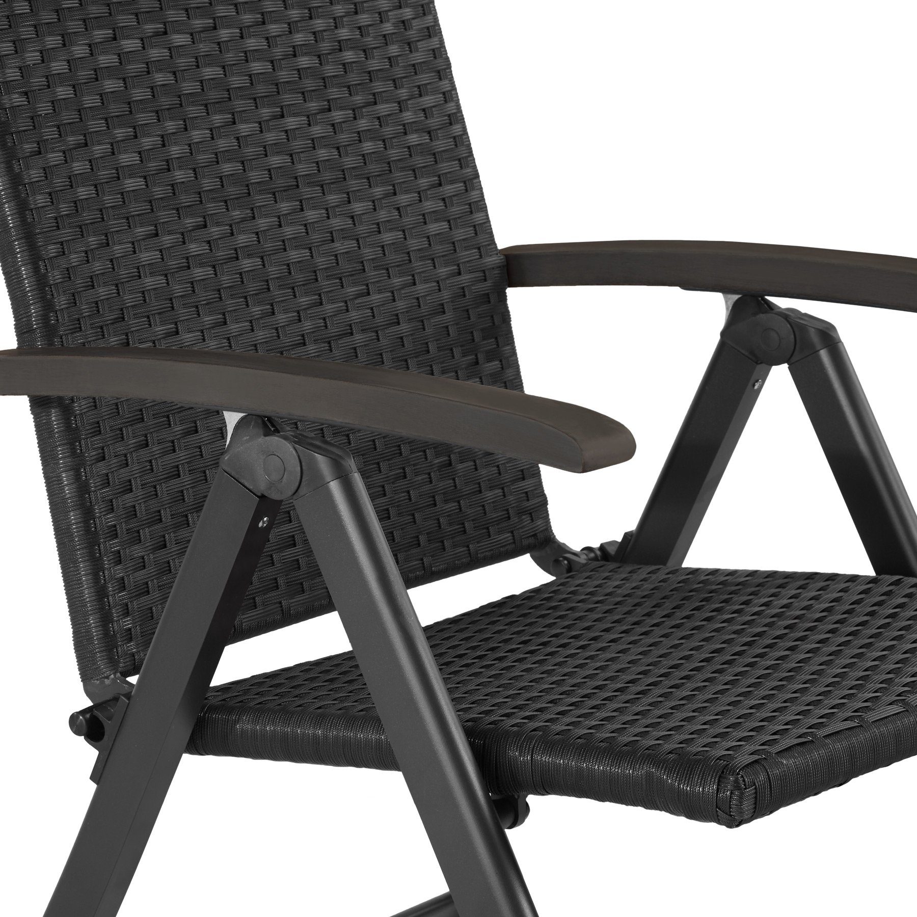 tectake Rattanstuhl Canberra (1er, 1 St), Verstellbare Rückenlehne