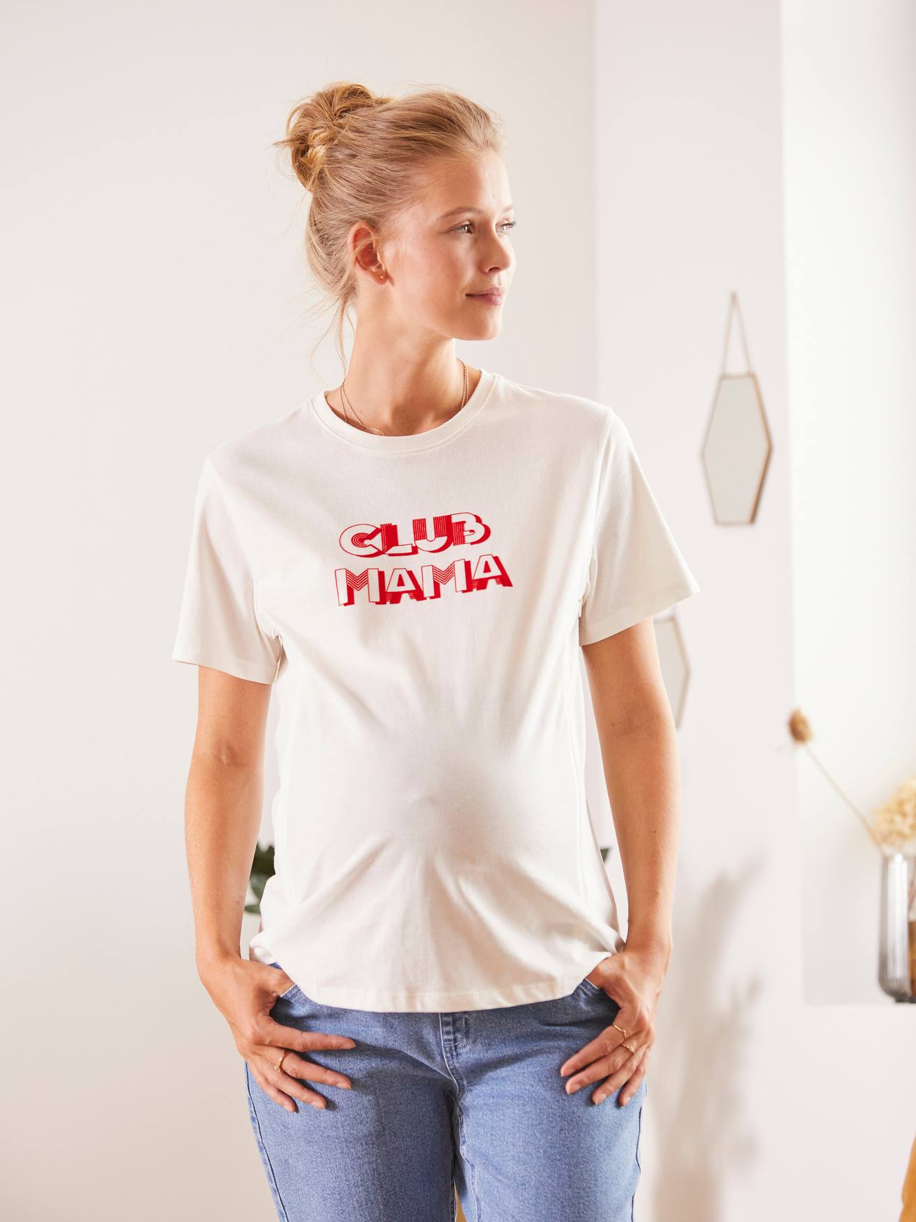 T-shirt à message grossesse et allaitement blanc