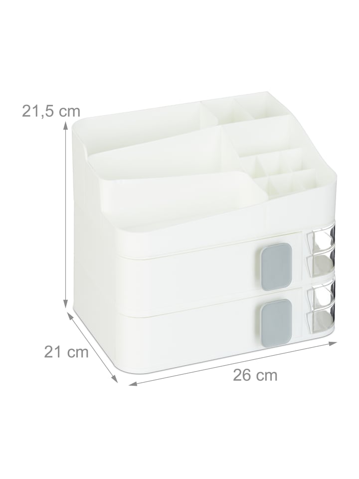 relaxdays Make Up Organizer in Weiß - (B)26 x (H)21,5 x (T)21 cm günstig kaufen onesize