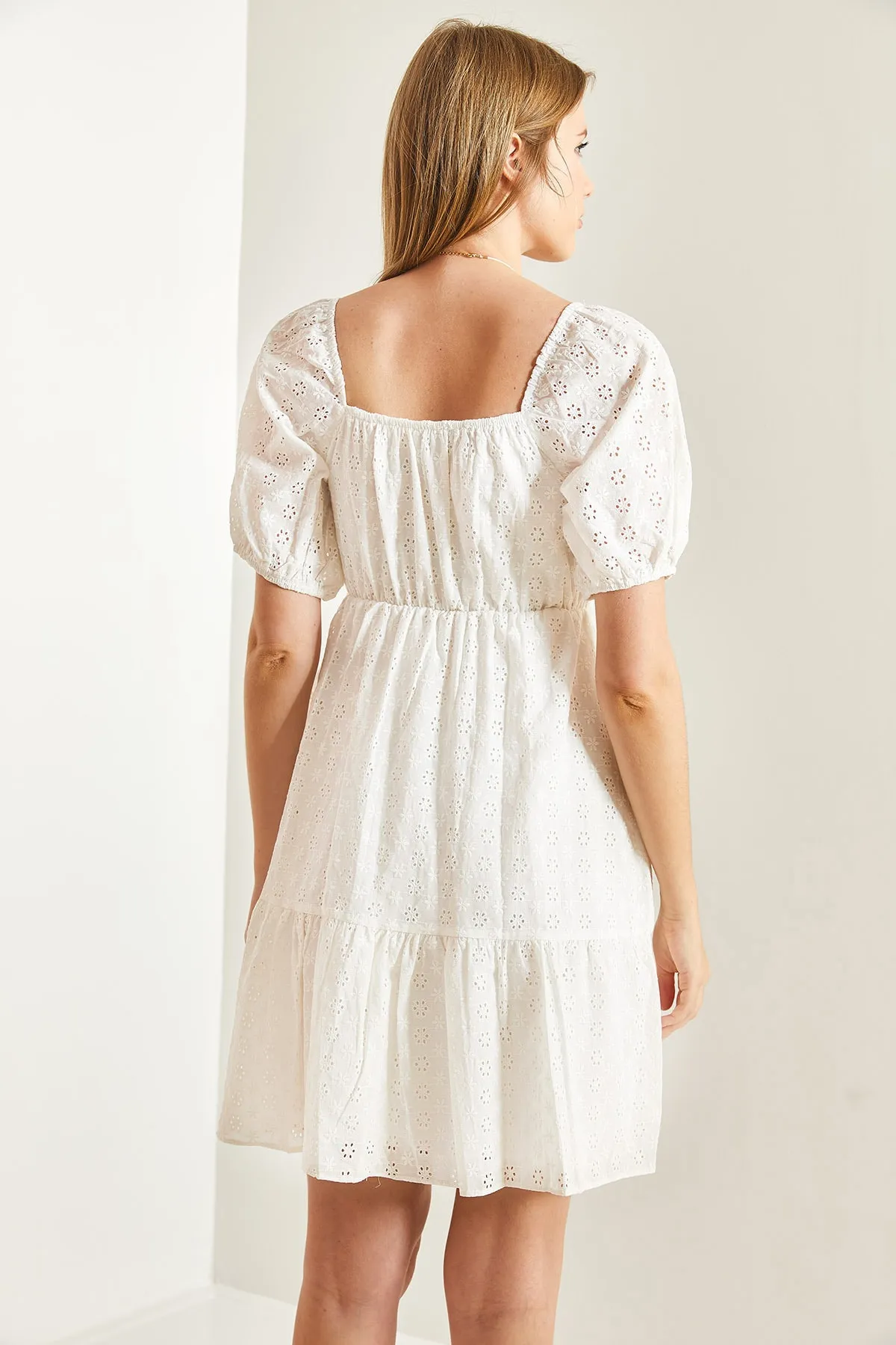 Bianco Lucci  Damenkleid aus Muschelstoff mit Kragenbindung