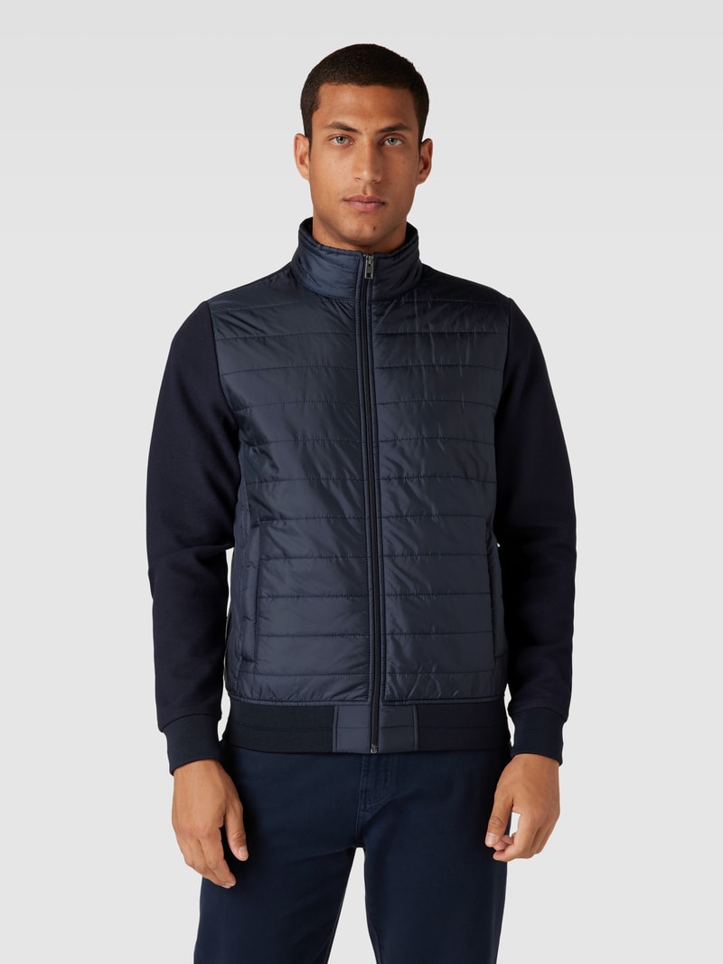 Sweatjacke mit Two-Tone-Machart in marineblau