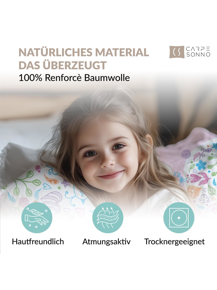 Carpe Sonno Kinder Bettwäsche Mädchen Herz   10 Spiele in Rosa günstig kaufen 135 x 200   80 x 80 cm