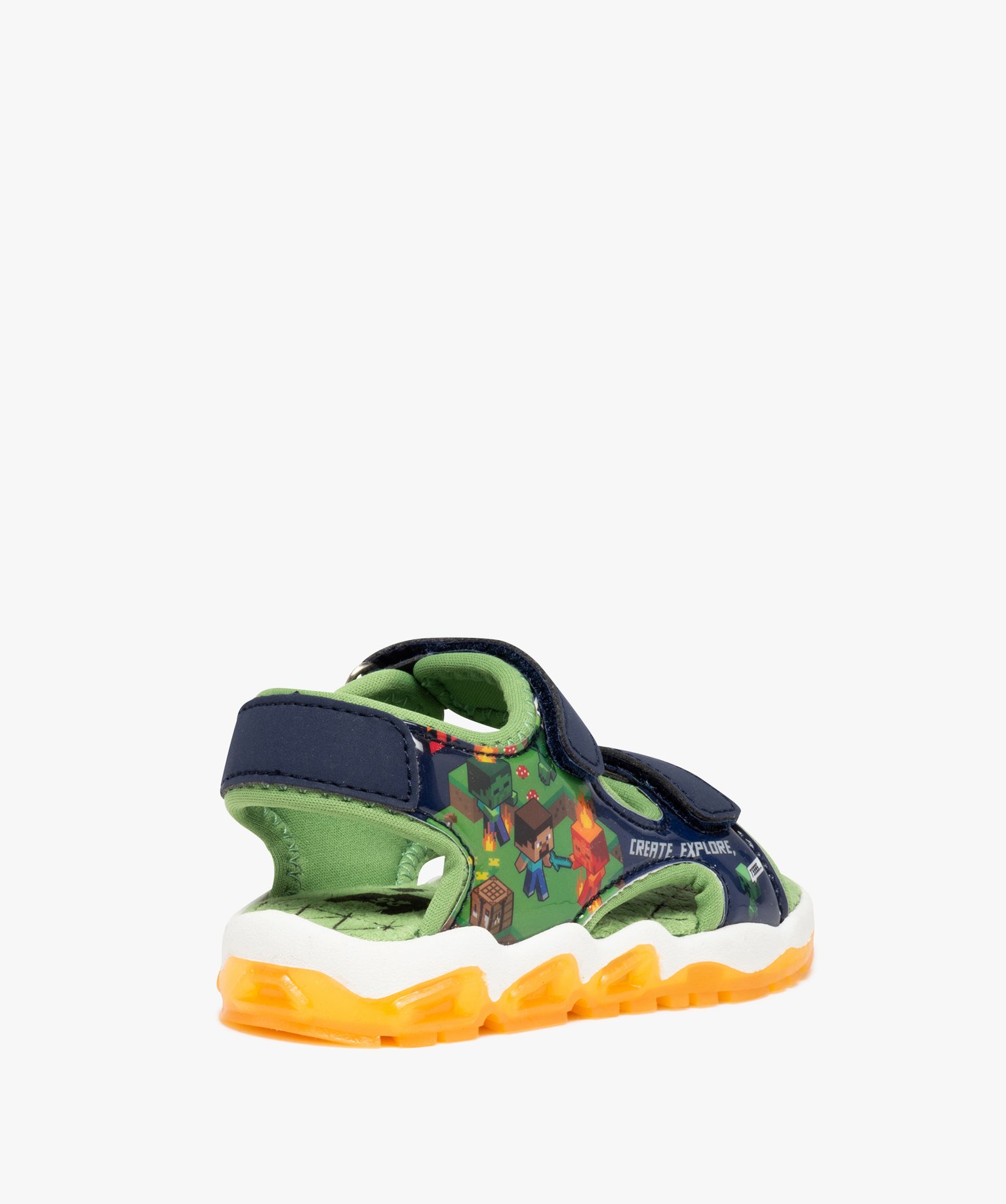 Sandales sport Garçon à brides scratch et semelle lumineus... vert | GEMO