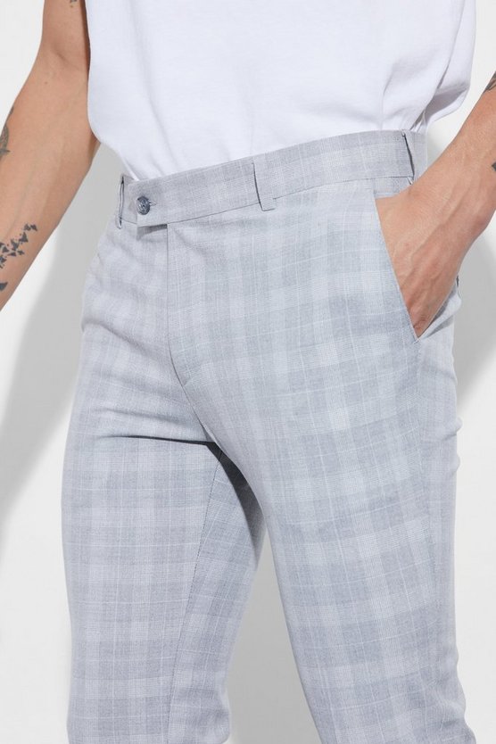 Kurze karierte Super Skinny Hose