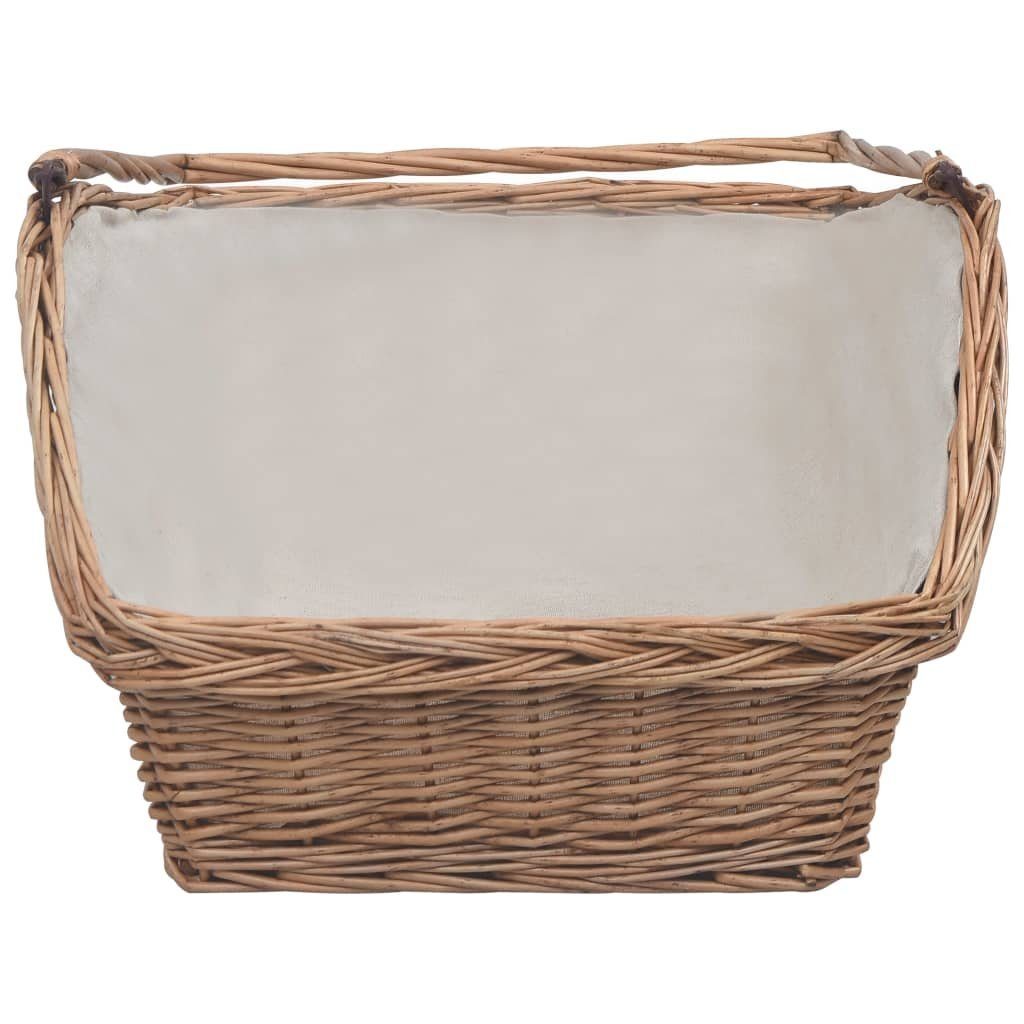 vidaXL Kaminholzregal Holzkorb mit Tragegriff 61,5 46,5 58 cm Braun Weide, BxTxH:61x46x58 cm