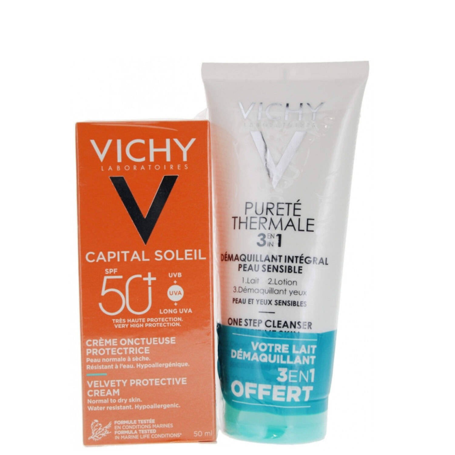Vichy Capital Soleil Crème Onctueuse Protectrice SPF50+ + Démaquillant