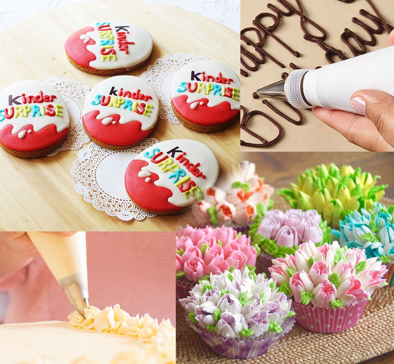 Homewit Spritzbeutel 100 / 200 Stück Einweg Spritzbeutel Set, Profi Spritztüllen Set (Set, 100-tlg., Einweg spritzbeutel) Backen Spritzbeutel für Kuchendekoration,Kekse,Dessert,Cupcake