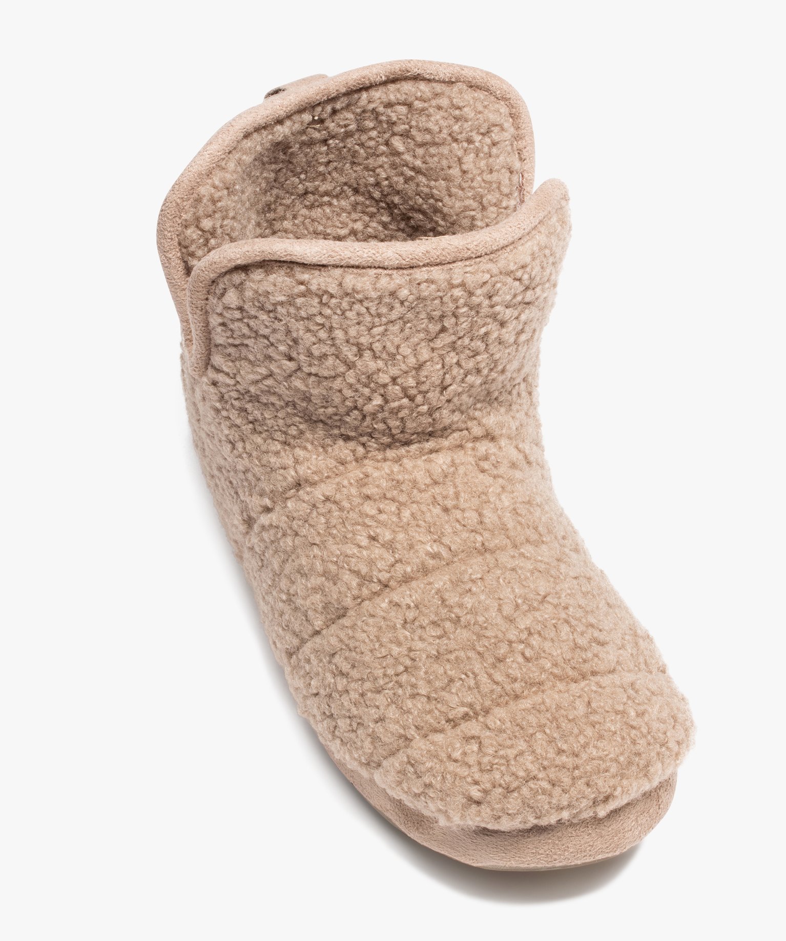 Chaussons boots femme en maille bouclette - Apollo beige | GEMO