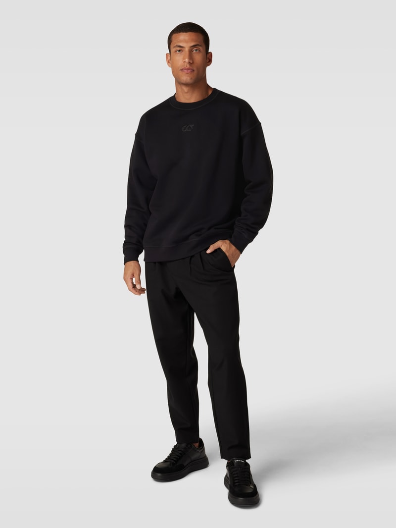 Sweatshirt mit Label-Stitching Modell 'SEOVE' in schwarz