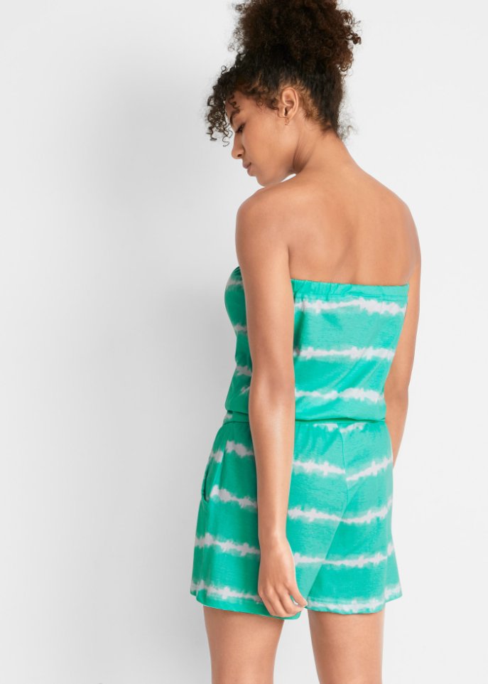 Baumwoll- Bandeau-Jumpsuit, kurz