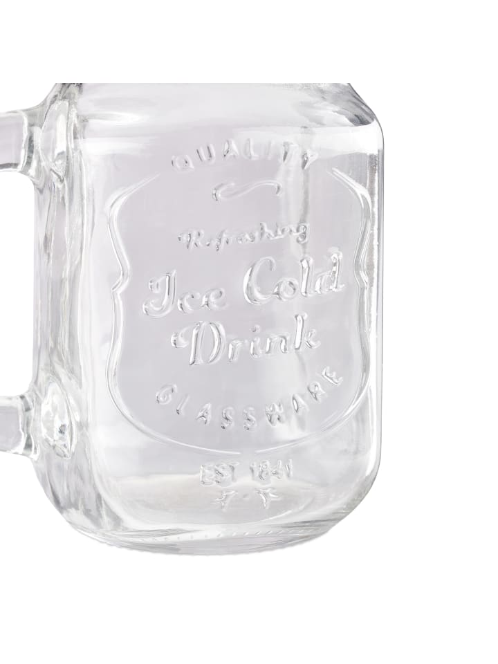relaxdays 4 x Trinkglas in Transparent/ Bunt - 500 ml günstig kaufen onesize